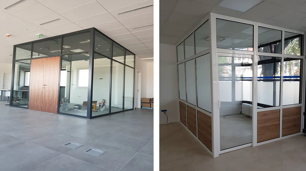 Različite aluminijumske i staklene pregrade iz arhive realizovanih radova